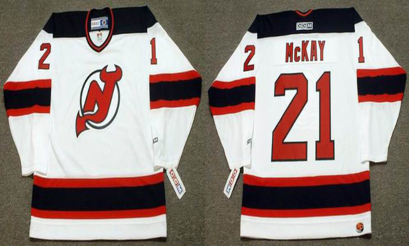 2019 Men New Jersey Devils #21 Mckay white CCM NHL jerseys->new jersey devils->NHL Jersey